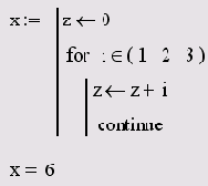 �������� continue � ����� ����� for